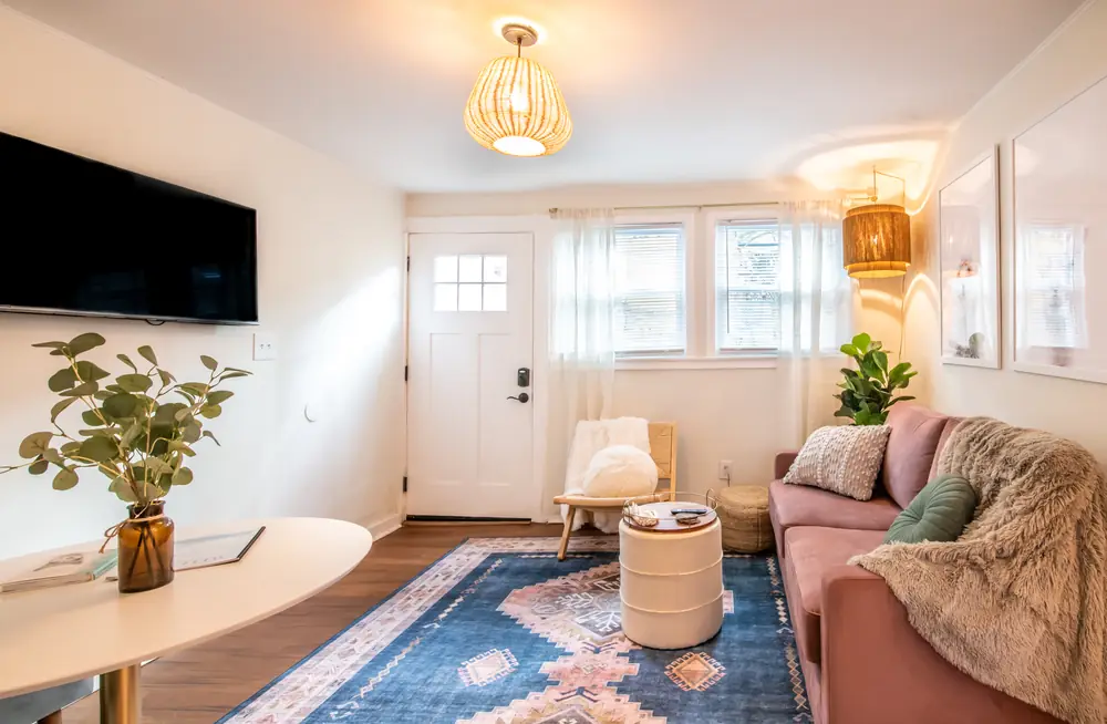 Unit B living room and dining table